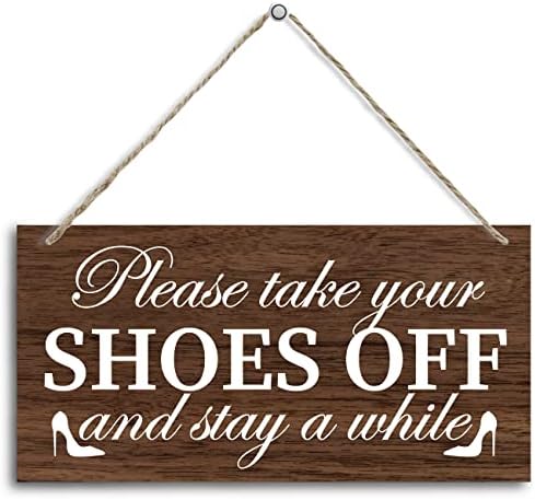 Cipele Off Wood Decor Sign, molimo vas da skinete cipele i ostanite neko vrijeme, viseći tiskani drveni dekor, rustikalni znak dekora,