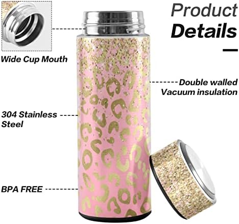 Glaphy Gold Glitter Leopard Print 17 Oz boca vode, bez BPA, nehrđajući čelik, izolirana boca vode, za školu, ured, teretanu, sportove,