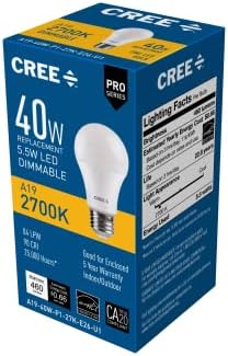 Led Cree Lighting A19-40W-P1-27K-E26-U1 Pro serije A19 snage 40 W, broj 1, mekani bijeli