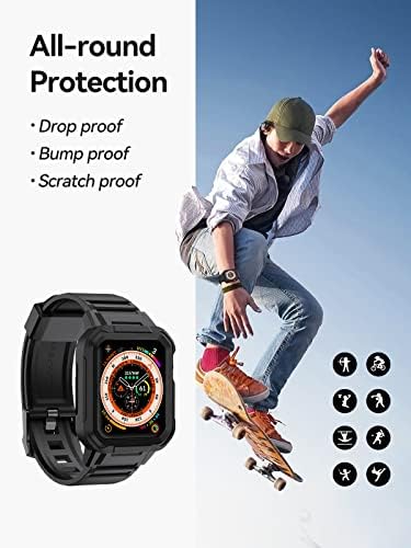 Newdery bendovi s kućištem kompatibilnim s Apple Watch 38 mm 40 mm 41 mm, robusni trake TPU remen sa zaštitnim futrolom za Apple Watch