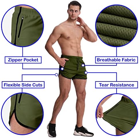Oebld teretane kratke hlače za muškarce 3 inčne kratke kratke kratke hlače s džepovima s patentnim zatvaračem