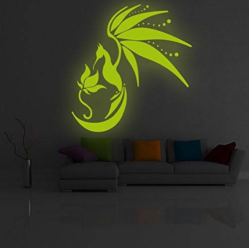 Slaf Ltd. Sjajna vinilna zidna naljepnica vilinski cvijet ptica / naljepnica umjetničkog dekora koja svijetli u mraku / otmjeni luminiscentni
