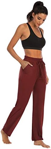 Sarin Mathews Womens Yoga hlače obložene široke noge labave udobne hlače za trening trening za žene s džepovima