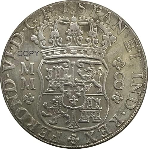 1756. Meksiko 8 mm Reales - Fernando Vi Cupronickel pozlaćeni srebrni kolekcionari