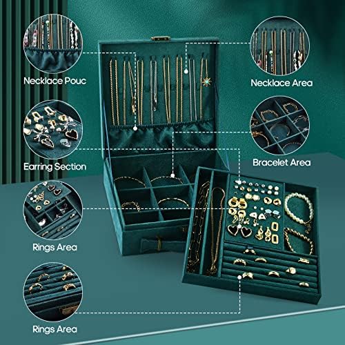 Somduy Box nakit, 2 sloja, kutija za skladištenje nakita i prikaz, ogrlica s dvostrukim kapekatom, s ručicom, s zaključavanjem, poklonom