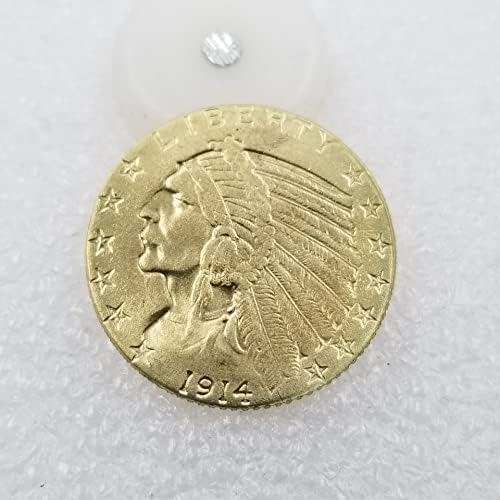 Antique Crafts 1914 s verzija američki indijski poluorao $ 5 Zlatni novčić inozemni srebrni dolar