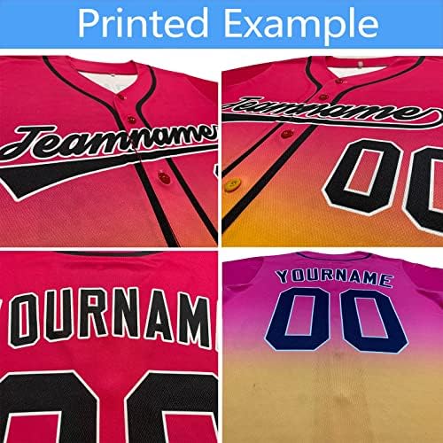 Prilagođeni gradijentni Baseball dresovi s vezom / printom personalizirane košulje na kopčanje sportske uniforme za muškarce, žene,