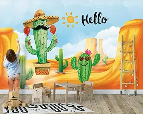 3D foto-pozadina samoljepljiva muralna crtića zeleni kaktus dječje sobe bar ured dnevni boravak restoran trgovina odjećom hodnik hotel