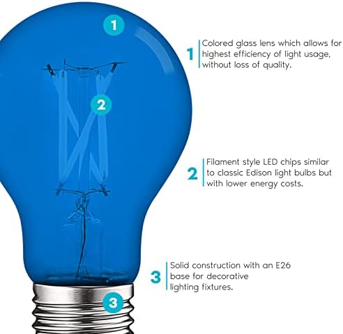 LED plava žarulja u boji od 4,5 vata od stakla u boji od 9,5 vata navedena u mn, baza standarda 926, unutarnja i vanjska rasvjeta,