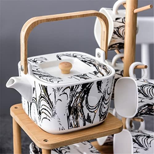 UXZDX crno -bijeli uzorak keramička kava čaj set kost Kina crno -bijeli čaj od čajnih čajnih čaj