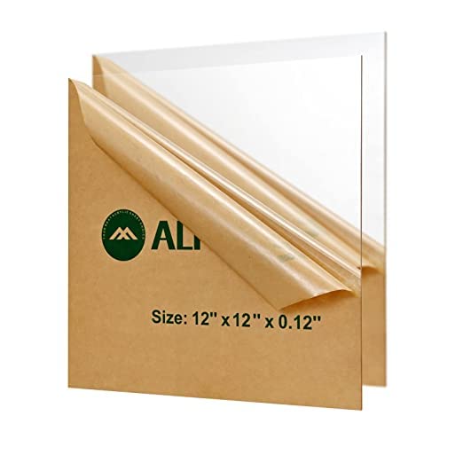 Akrilni listovi 12 ”x 12” x 0,236 ”, alpon 2 pakiranje 1/4 inča debljine prozirne limove pleksiglasa, staklena alternativa za projekte