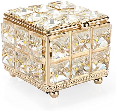 Kristalna kutija za nakit četvrtasti organizator nakita s poklopcem naušnice s obručem Vintage kutija za poklone za Valentinovo vjenčani