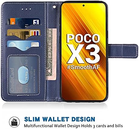 FDCWTSH Kompatibilan s Xiaomi Poco X3/PocoX3 NFC torbica-novčanik i Remen za zapešće Provucite kožna flip poklopac Držač za kartice