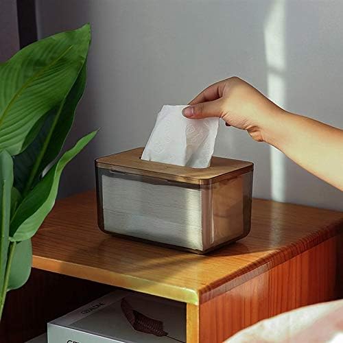 Jednostavna plastična kutija za tkivo Ukrasno čisto tijelo Tkivo Slatko držač tkiva za skladištenje papira s poklopcem od bambusa