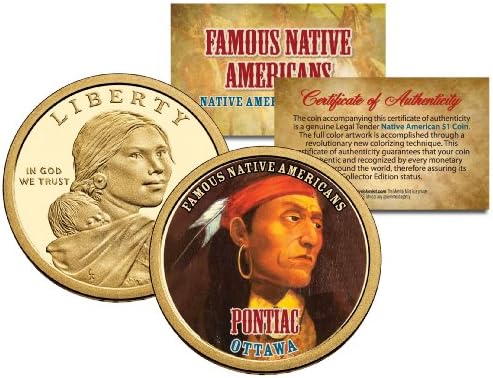 Pontiacfamous Indijanci 2013 Sacagawea Dollar US $ 1 Coin Ottawa Indian