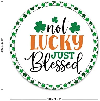 Godblessign nije sretno, samo blagoslovljeni okrugli metalni znak irski dekor djetelina metal znakovi 17. ožujka St.Patrick's Day Metal