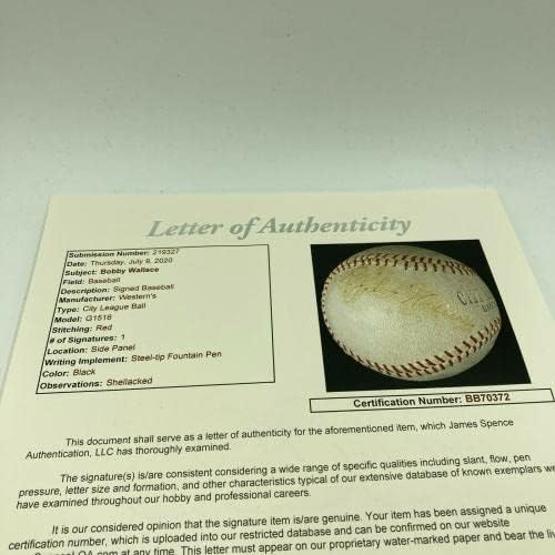 Rijetki Bobby Roderick Wallace Single potpisan autogramirani bejzbol s JSA Coa Hof - Autografirani bejzbol