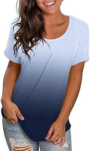 Ženske majice gradijentne majice košulje kratkih rukava Spandex casual jesenski ljetni majica odjeća Li