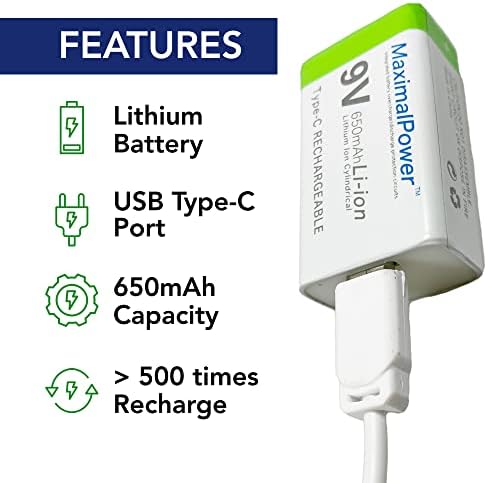 Litij-ionska Punjiva baterija od 650 mAh od 650 mAh s kabelom za punjenje od 9 do 9 za detektore dima, digitalni alarm, pedale za gitaru,