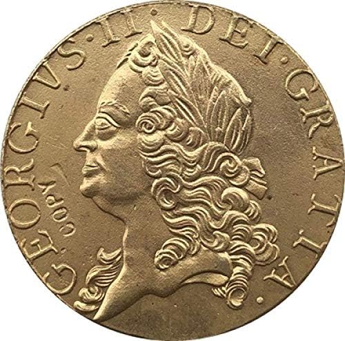 24 - K Zlato 1751. Ujedinjeno Kraljevstvo 1 Gvineja - George II kovanice Kopirajte Copysouvenir Novelty Coin Coin Poklon