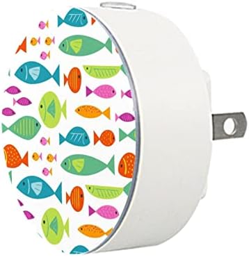 2 pakiranja plug-in noćna svjetla LED noćne lagane ribe uzorak s sumračnim senzorom za dječju sobu, vrtić, kuhinju, hodnik