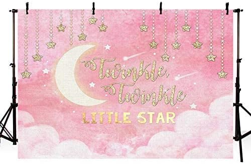 Ružičasta pozadina za ukrašavanje zabave tkanina Za Djevojke Pozadina za fotografiranje banner sjajna zlatna mala zvijezda Mjesec ružičasti