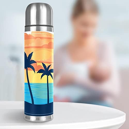 Ocean plaža zalazak sunca palma vakuum izolirana boca vode od nehrđajućeg čelika termos tikvica putnička šalica kava dvostruko zid