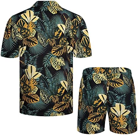 AOTORR MENS 2 ČIDANA Havajski setovi cvjetne staze odijela povremene košulje kratkih rukava i kratke hlače za trčanje za ljeto
