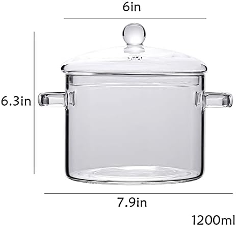 Staklena posuda od 1,5 L / 50 oz s poklopcem borosilikatna staklena posuda s ručkom univerzalna posuda / posuda za kuhanje otporna