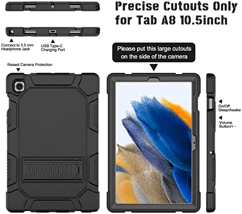 Rantice Galaxy Tab A8 A8 10.5 Slučaj, Samsung Galaxy Tab A8 Slučaj s kickstand -om, hibridnim udarnim udarcem, robusni poklopac za