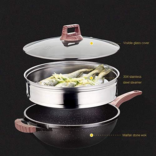 Parobrod-VOK Non-Stick, Bezdimna posuda-Vok indukcijska ploča za kuhanje, Plinska Ploča za kuhanje, pogodna za kućnu kuhinju