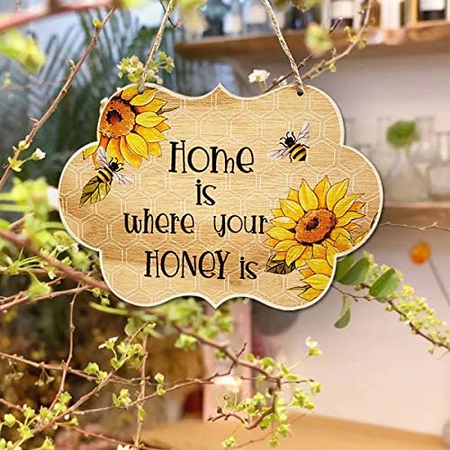 Magarca drvena art bumble pčelinja suncokret dekoracija vrata sretna pčelinja saće zid viseći privjesak slatko slatko drvo dobrodošlica