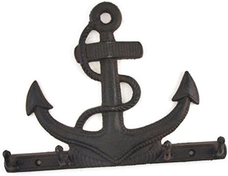 Držač ključa za kaput 4 stalak za kuke, rustikalno sidro od lijevanog željeza, nautički zidni dekor, 10-inčni