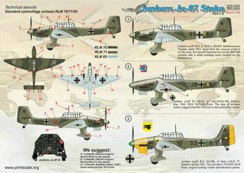 Skala ispisa 32-020-1/32 Junkers JU-87 Dio 1 Kompletni set 2 list mokro naljepnica
