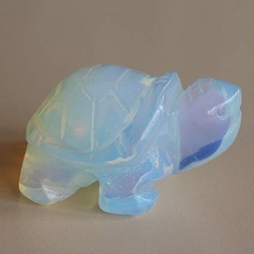 1.6 '' Ručno isklesani dragulj bijela opalite kornjača za životinje figurice rezbarenje životinja