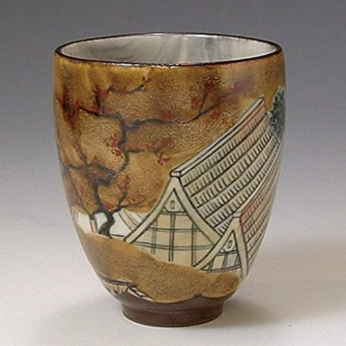 Kyo-yaki. Japanski sake Guinomi Cup Kyohoshuki Rakuchurakugai februara. Papirnata kutija. Keramika.