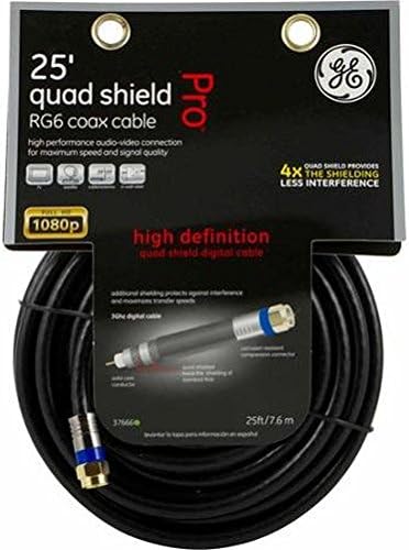 GE Pro Quad Shield HD 1080P RG6 koaksijalni kabel, 25 '