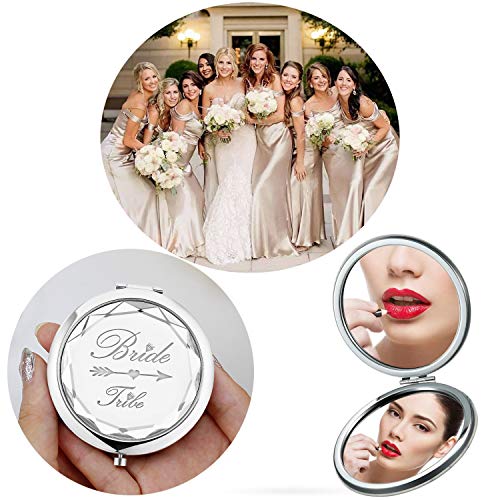 Pack of 9 Compact Pocket Makeup Mirrors Set Include 1 Bride to Be Mirror and 8 Bride Tribe Mirrors for Bridal Shower Hen Party Bridesmaid Proposal 