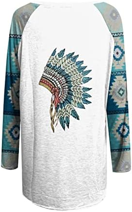 Košulje dugih rukava za žene casual aztec trenirka geometrijski print etnički stil majice labave fit tunike vrhove