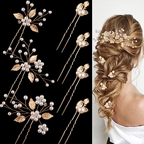 7 komada vjenčanih ukosnica za glavu mladenke od zlatnog lista biserne vjenčane ukosnice za oblikovanje kose pribor za kosu s cvijećem