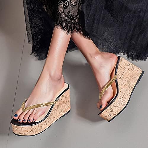 Papuče za žene ljetne klinove cipele za žene, udobnost sandale s elastičnim remenom za gležanj Ležerne boemske cipele za plažu klizne