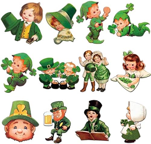 48 PCS Vintage St. Patrick's Day Izrezi zelena leprechaun Shamrock Izrezi retro ukras St. Patrick -a za djecu učiteljske učionice Bilten