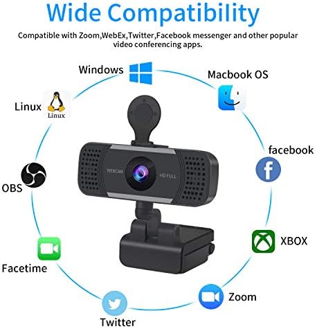Kamera 1080 inča kamera, kamera s mikrofonom i poklopcem za privatnost kamera za stolna računala kamera za snimanje / pozive / konferencije