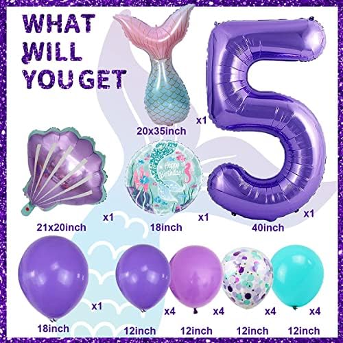 Dekoracija za rođendan sirene-5. Set vijenaca od balona sirene uključuje balone od folije od lateksa od sirene za zabavu sirena za