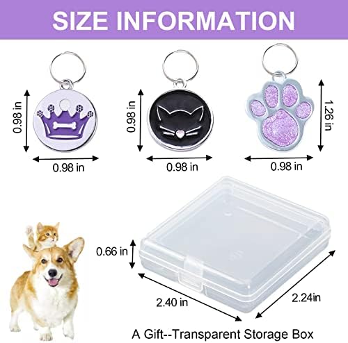 Oznaka za pse Hacraho Dog, 20 PCS Crown Paw Print Cat uzorci Oznake za kućne ljubimce s prstenima i kutijama za odlaganje id oznake