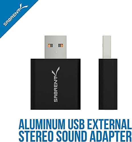 Sabrent aluminijski USB vanjski stereo zvučni adapter za Windows i Mac. Uključite i igrajte bez vozača [Black]