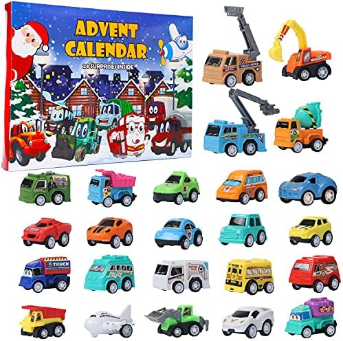 Božićni adventski kalendar od 24 različita vozila, Adventski kalendar za djecu, igračke za punjenje zaliha automobila, odbrojavanje