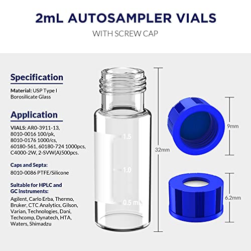 Kombinacija epruveta za centrifugu i 2ml autosamplerske bočice, [50 ml, 25pcs] sterilne polipropilenske vijčane kapice cijevi, 9-425