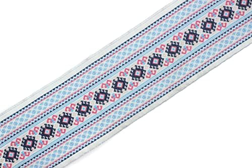 11 dvorišta kalem 1,96 centimetara široko plavo -bijeli mozaik motiv jakarske vrpce vintage jakarda šivaća obloga ogromna obloga velika