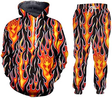 2 komada 3d print plamen tracksuit muškarci dukserica sportska set odjeća muški hip hop odijelo